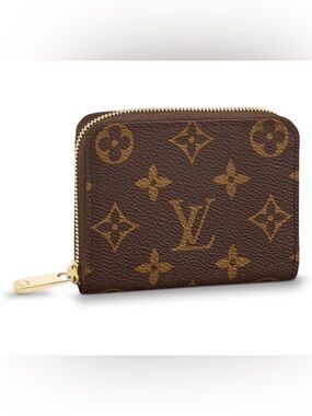 Louis Vuitton Monogram Zip Around Wallet in Brown and Gold-Tone